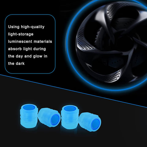 All-New Bike/Car Tire Valve Caps | 4 Piece Universal Fluorescent Tire Valve Caps for Cars & Bikes with Neon Glow | Brighten Up Your Ride Instantly, Luminous Wheels Cap